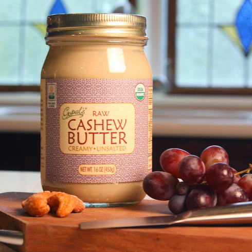 Gopal's 16 (456 Organic RAW Cashew Butter, USDA Organic and Gluten-Free, Creamy and Unsalted, Ounce Grams) Glass Jar