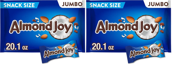 ALMOND JOY Coconut and Almond Chocolate Snack Size, Candy Jumbo Bag, 20.1