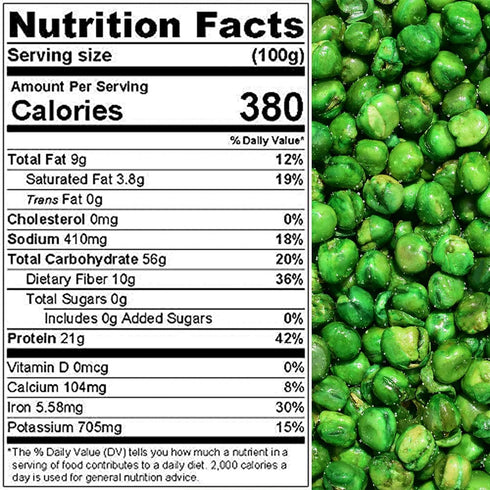 Packed 1 lb. (16 oz.) Green Peas, Fried with salt, All ages friendly, Excellent Source of Protein, High in Fiber, Salad