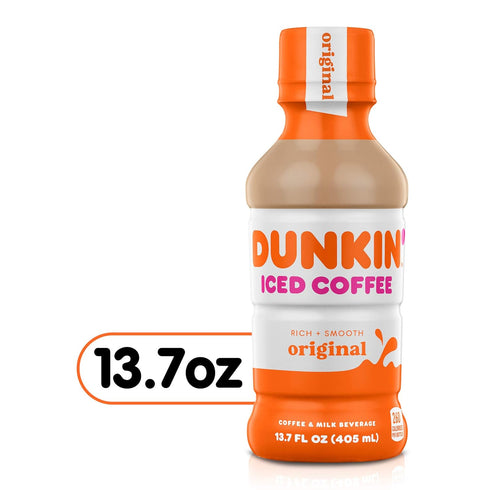 13.7 oz, 12 Pack Dunkin' Original Iced Coffee Bottle, fl