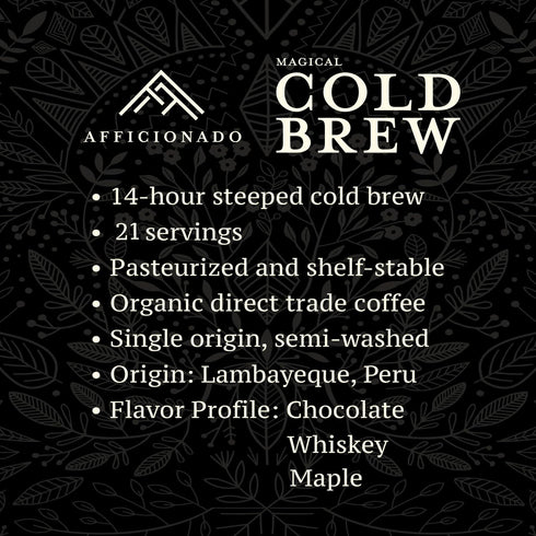 1 Afficionado Coffee Roasters | Magical Cold Brew | Gallon | Bag in Box | Single Origin Peruvian Coffee | Medium Roast