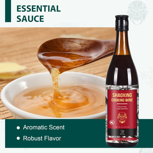 Soeos Shaoxing Rice Wine, Chinese Cooking Wine, 21.64 fl oz (640ml), Regular Cooking Wine