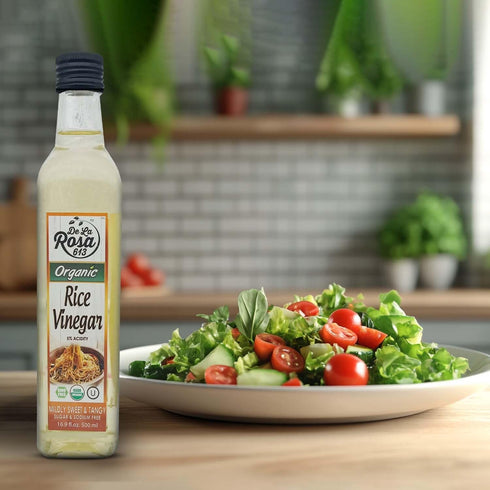 5% 16.9 Oz (Pack 2) De La Rosa Organic Rice Vinegar Acidity, Kosher, Great for Cooking, Sushi, Salad and more |