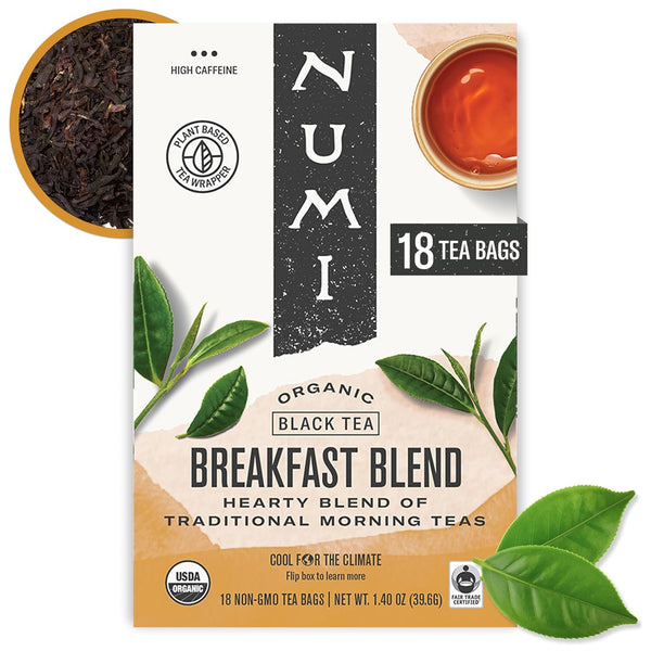 Numi Organic Breakfast Blend Tea | 18 Black Tea Bags | Assam,