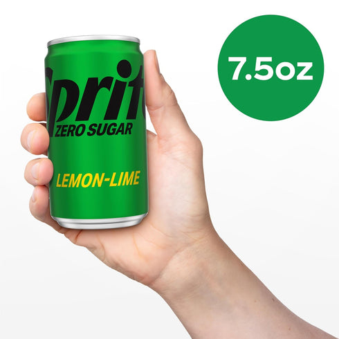 7.5 oz, 10 Pack Sprite Zero Sugar Lemon Lime Diet Soda Pop Soft Drinks, fl