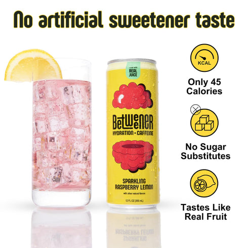 100mg 45 Pack (12 Pack) Betweener Sparkling Energy Seltzer, Sparkling Water w/Real Juice & Caffeine, Light