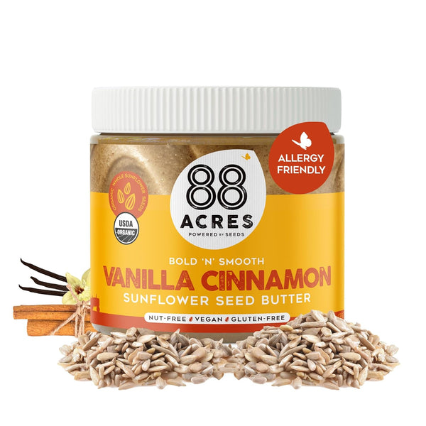 88 Acres Organic Sunflower Seed Butter, Vanilla Cinnamon, 14 oz Jar, 2