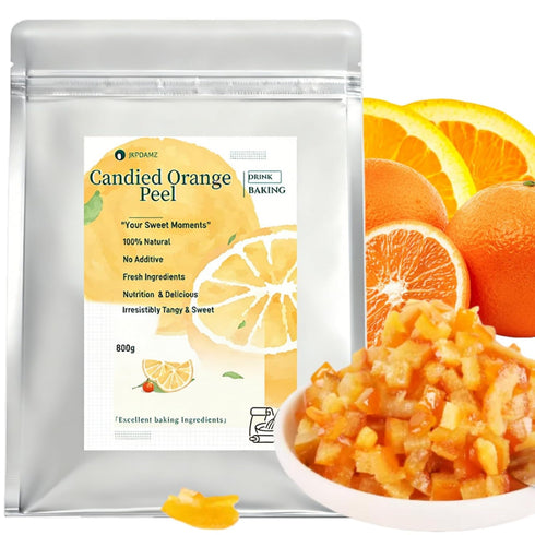 JKPDAMZ 1.76 Ib Candied Glazed Orange Peel Dices, Chopped Sweet Orange Peel Cubes