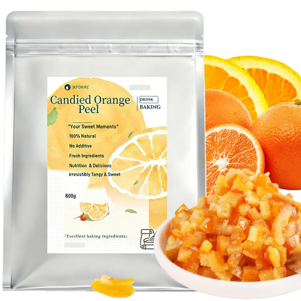 JKPDAMZ 1.76 Ib Candied Glazed Orange Peel Dices, Chopped Sweet Orange Peel Cubes