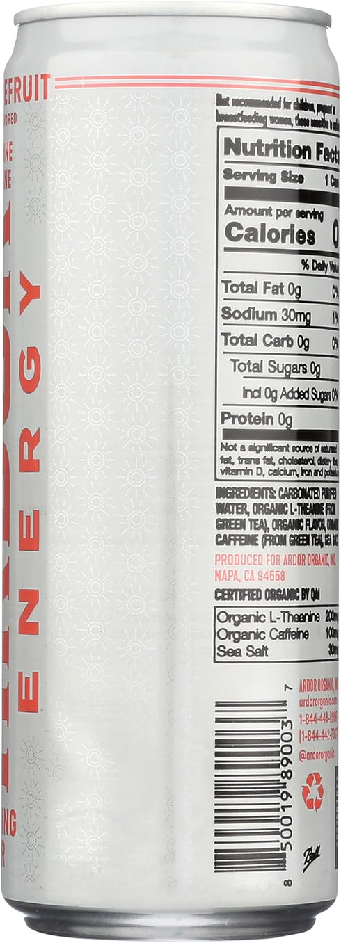 12 Ardor Organic Pink Grapefruit Sparkling Energy Water, FZ