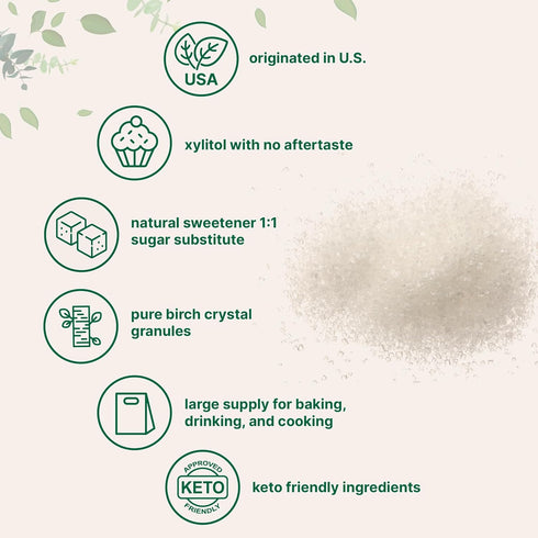 6 1:1 Xylitol Sweetener, Pounds, Natural Sweetener, Sugar Substitute and Low Calorie, Great for Baking and Cooking, No