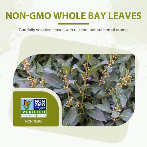2oz (57g), Soeos Bay Leaves, Whole Dried Bay Leaf, Non-GMO Verified, Laurel Herbs for Cooking, Soups, Stews, Sauces