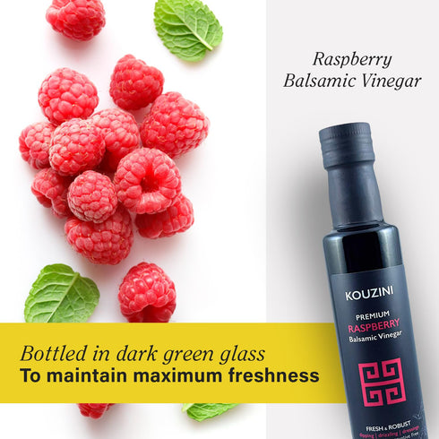 250ml Kouzini Ultra Premium Raspberry Balsamic Vinegar, Aged Balsamic Vinegars from Modena, Italy, Premium, Smooth