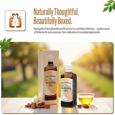 100% 16.9 oz Sunnygem Virgin Cold Pressed California Almond Oil fl - Perfect for Cooking, Baking, Grilling, Dipping