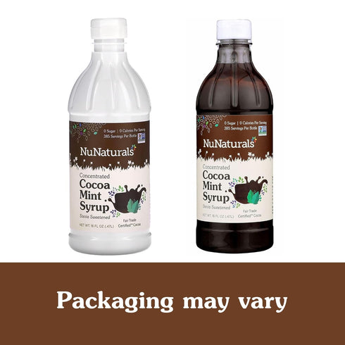 16 oz NuNaturals Stevia Syrup, Sugar-Free Sweetener, Plant-Based Sugar Substitute, Zero Calorie, Cocoa Mint Syrup