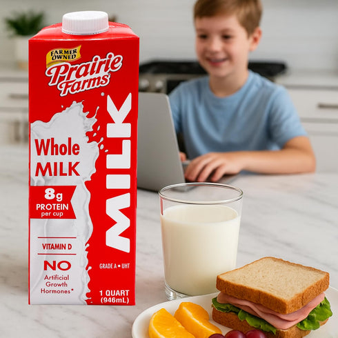Prairie Farms Dairy 1 (1 Pack) Prairie Farms Whole Milk, Shelf Stable, Boxed & Ultra Pasteurized (UHT), Vitamin D White