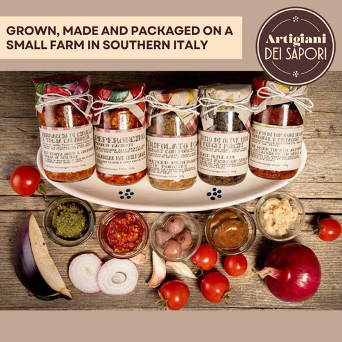 6.3 oz, ARTIGIANI DEI SAPORI - Bruschetta Spread with Olives & Anchovies, Premium Italian Appetizer, Bruschetta Topping