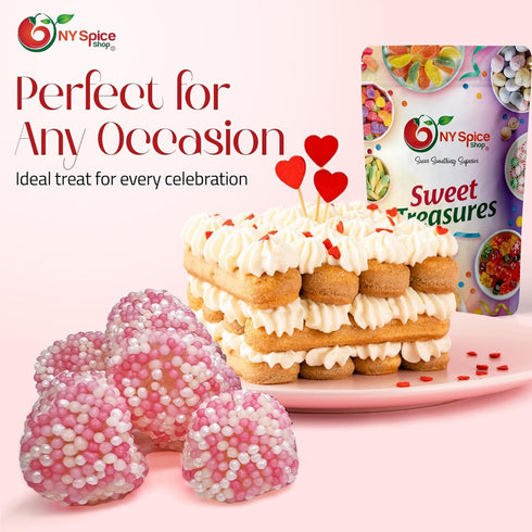 5 Gummy Gummies NY Spice Shop Pink Berry Gum Drops - Pound Mix Sprinkle Balls Candy - Fruit Flavored Pink Nonpareils