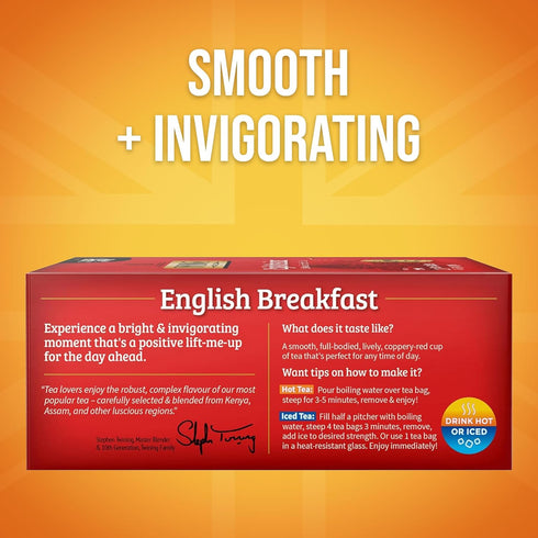 100 Count (Pack 1), 100 Twinings English Breakfast Black Tea Individually Wrapped Bags, of Smooth, Flavourful