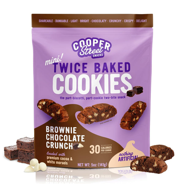 Cooper Street Twice Baked Brownie Chocolate Biscotti Cookies, Light and Crispy Coffee Cookie Bites, 5oz
