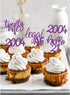 24 Pcs Glitter Cupcake Toppers for Celebrating 21st Birthday Party Decorations (Purple Glitter)