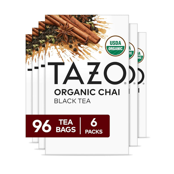 TAZO Organic Chai Black Tea Bags, Blend of Black Teas, Ginger, Cinnamon,