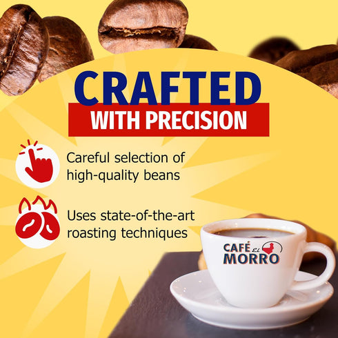 Café El Morro Dark Roast Espresso Ground Coffee - Authentic Puerto Rican Style, Vacuum Sealed, 6 oz