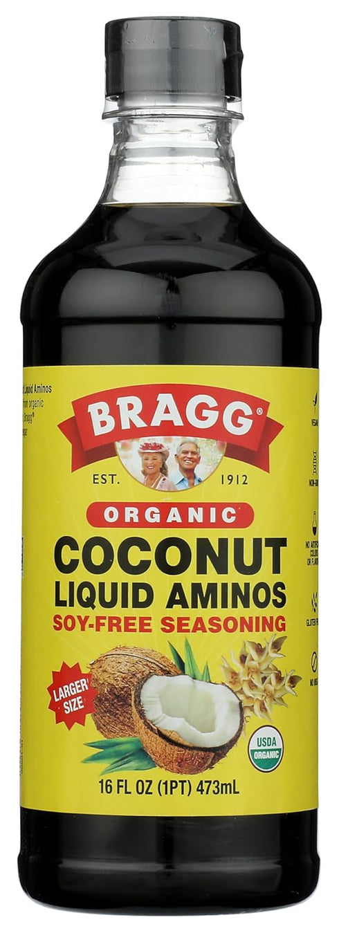Bragg Organic Coconut Aminos 16oz, Soy-Free Alternative, Gluten-Free, Dark & Rich Flavor