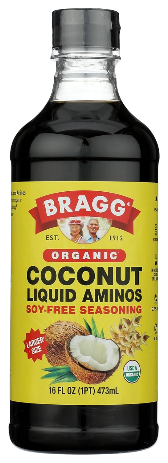 Bragg Organic Coconut Aminos 16oz, Soy-Free Alternative, Gluten-Free, Dark & Rich Flavor