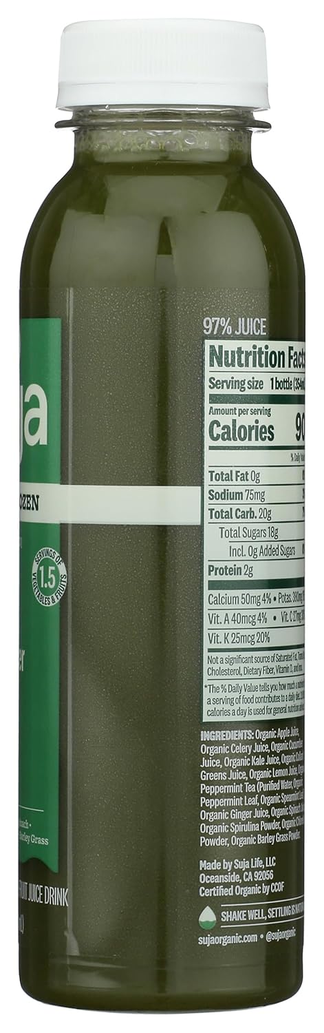 Dozen, 12 Oz Suja Organic Mighty Celery, Cucumber, Kale, Collard Greens, Apple, Fl Bottle