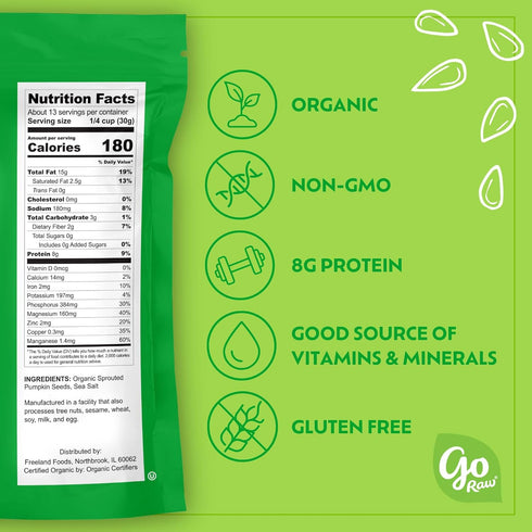 14 Oz Go Raw Organic Sprouted Pumpkin Seeds