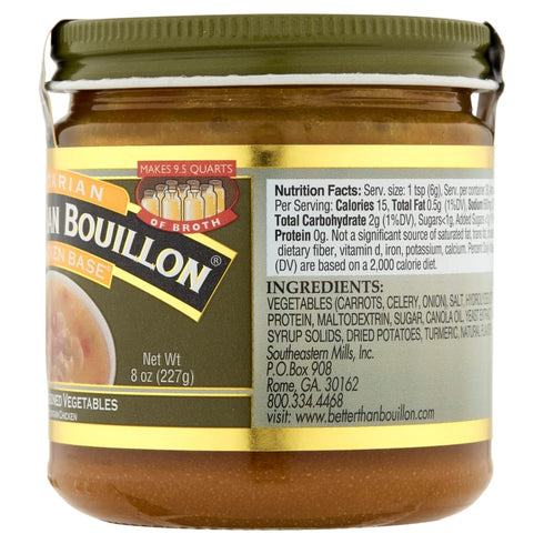 9.5 38 8 OZ (Pack 1) Better Than Bouillon Vegetarian No Chicken Base, Made with Seasoned Vegetables, Certified Vegan