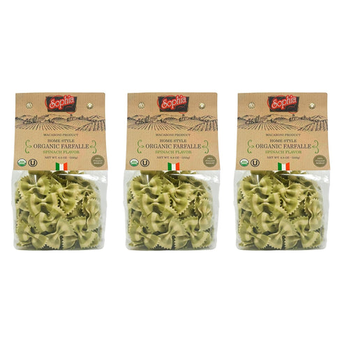 Sophia Foods Two-Color Farfalle Pasta, Spinach Flavored, 8.8oz Box - Vibrant and
