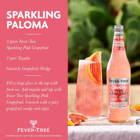 16.9 Oz Pack 8 Fever-Tree Sparkling Pink Grapefruit - Premium Quality Mixer - Refreshing Beverage for Cocktails