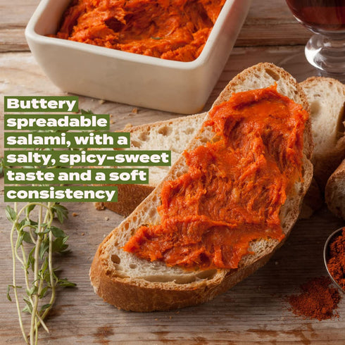 4.5oz (128g) (Pack 3) Nduja Spreadable Hot Calabrese Salami - All Natural, No Artificial Ingredients, No Antibiotics