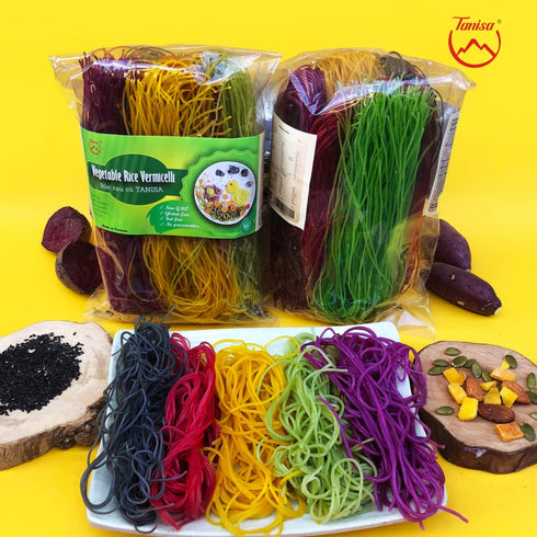 5-Color 3 Packs 8.8 oz Vegetable Rice Vermicelli Noodles Pumpkin, Sweet Potato, Beetroot, Sesame & Moringa Gluten Free