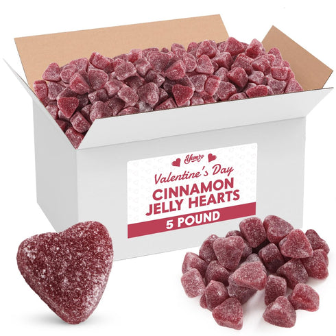 Valentine Gummy Cinnamon Jelly Hearts Candy, 5lb Pack of Valentine's Day Candy