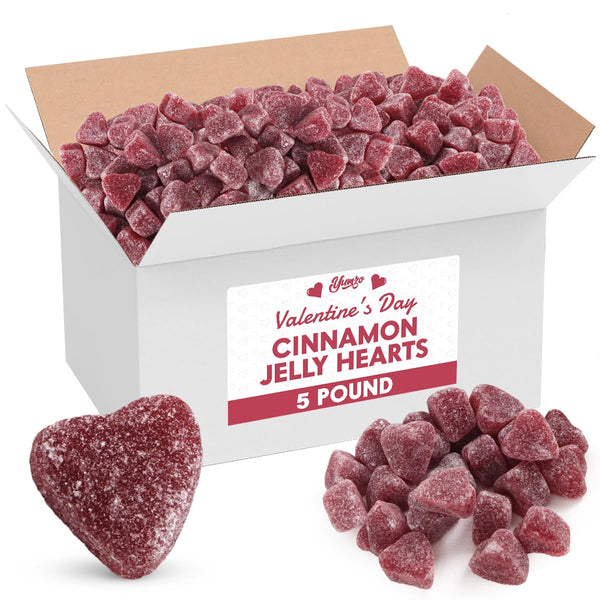 Valentine Gummy Cinnamon Jelly Hearts Candy, 5lb Pack of Valentine's Day Candy