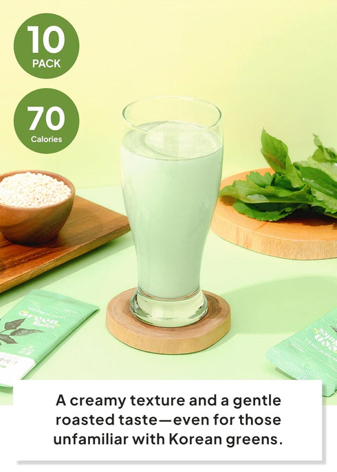Set 10 Packs Korean Food Greenrules Korean Grain Shake Gift with Chwinamul Plant-Based Meal Mix Powder, Stick + Free