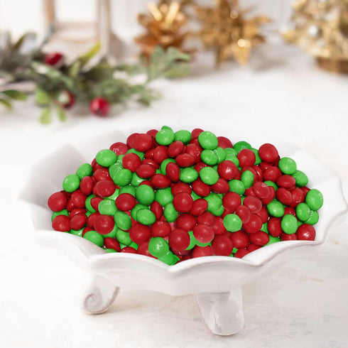 Buha Sweets 2 Bulk Christmas Peanut Butter Chocolate Candy Pound - Red & Green Candy Coated Peanut Butter Filled Milk