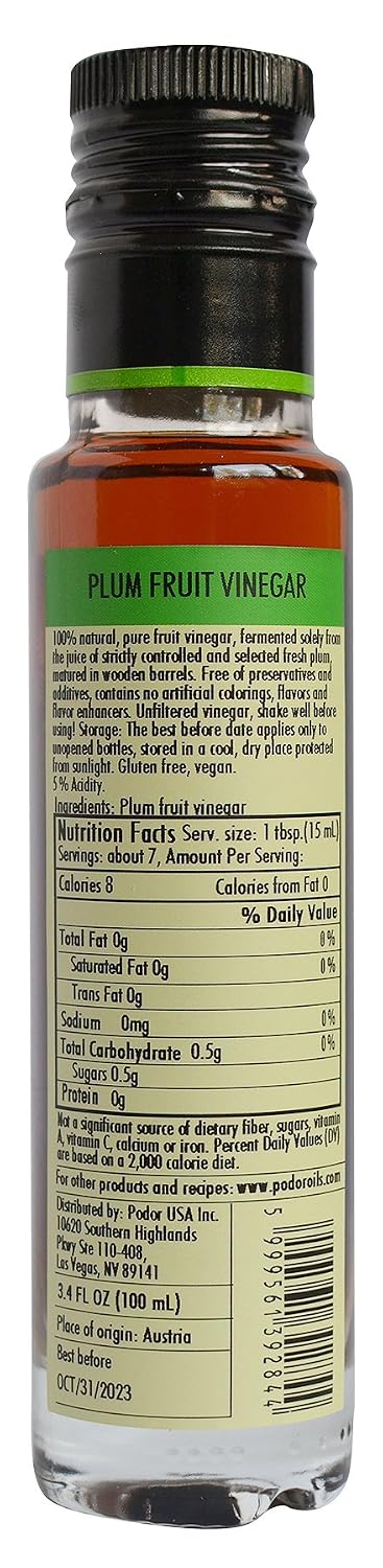 3.4 Oz. 100% PDR Premium Plum Vinegar - fl. - Natural, Aged in Oak Barrels, Fermented, Unfiltered, Vegan, Gluten-Free