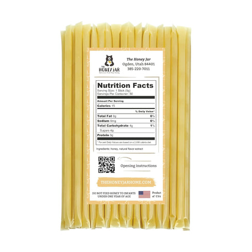 The Honey Jar Vanilla Flavored Honey Sticks - Pure Honey Straws for Tea, Coffee, 50 Count