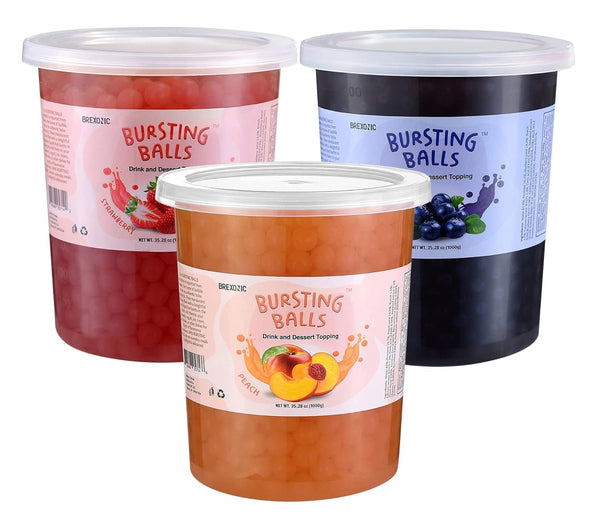 3 Flavors Popping Boba Pearls Bursting Tea Balls Drink & Dessert Topping