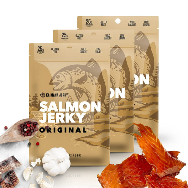 Kaimana Jerky Wild Caught Salmon Jerky - Organic Gourmet Smoked Dried Fish