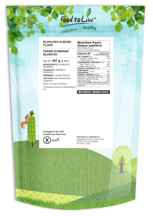2 Food to Live - Blanched Almond Flour, Pounds Finely Milled, Raw, Vegan, Keto, Paleo. Good Source of Fiber, Protein