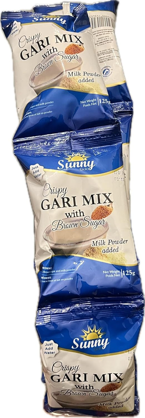 Sunny Gold 125g 10PACK , Crispy Gari Mix with Brown Sugar and Milk Powder, Just Add Water