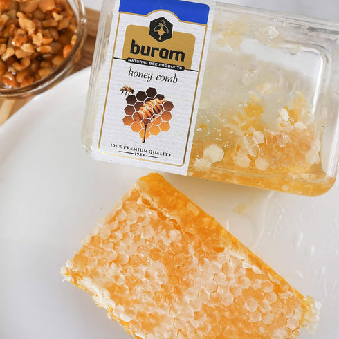 7.05 oz (Pack 6) Buram Gourmet Raw Honeycomb | All-Natural | Pure Unfiltered | Edible Wax | No Additives, No