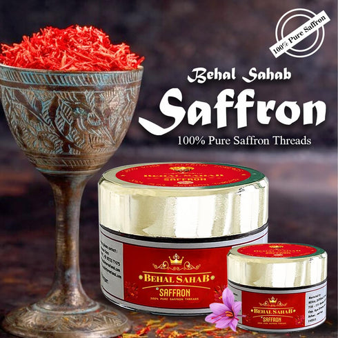 100% 0.106 oz (3 Behal Sahab Pure Saffron - Gram), Premium Quality, Handpicked Kashmiri Kesar, Natural & Aromatic