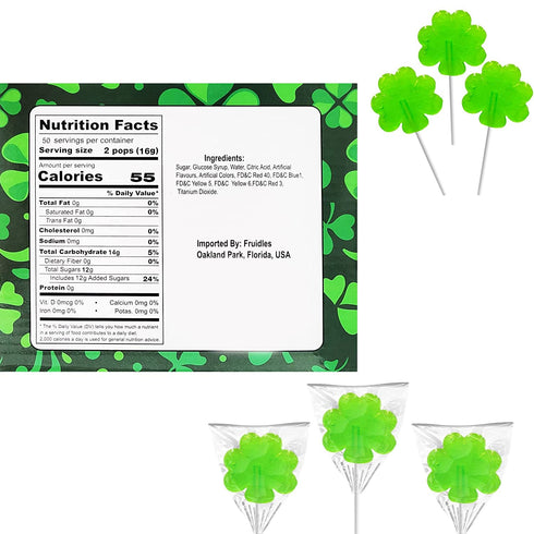 500-Pack 8-Gram (500-Pack) St. Patrick's Day Green Shamrock Lollipops, Individually Wrapped Green Apple Flavor