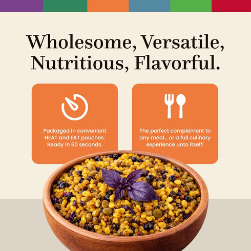 6.6 oz Harran Natural Whole Grain Bulgur Pilaf, High Protein, Lentil Turmeric with Red Basil, Ready to Eat Healthy